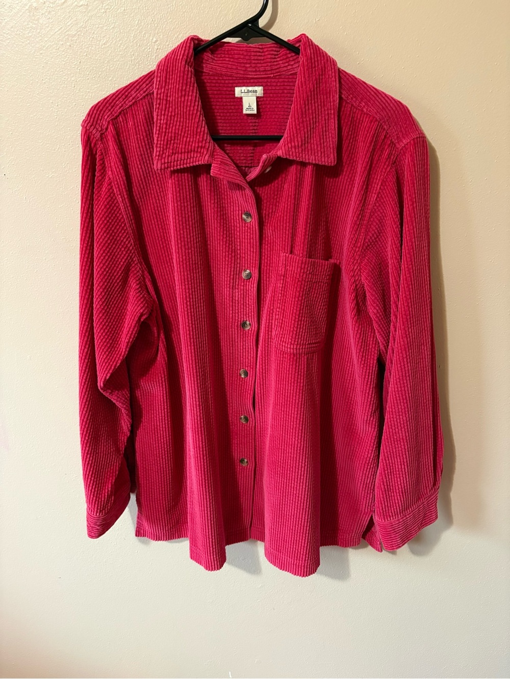 L.L. Bean Corduroy Button Down Shirt Womens size Large 100% Cotton
